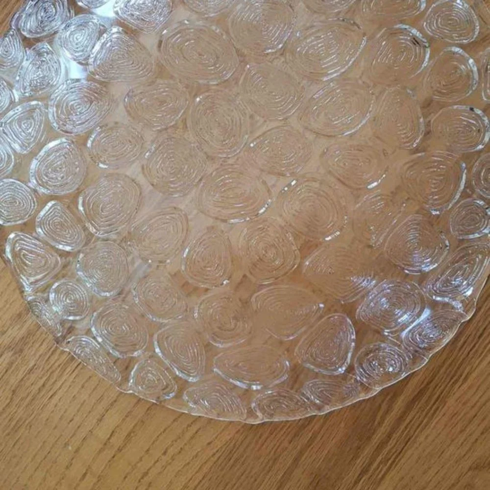 Crate & Barrel Textured Glass Centerpiece Platter Made in Italy